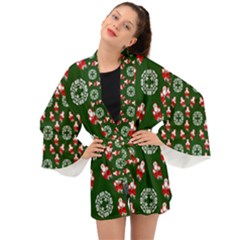 Xmas Christmas Background Long Sleeve Kimono by danenraven