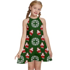 Xmas Christmas Background Kids  Halter Collar Waist Tie Chiffon Dress by danenraven