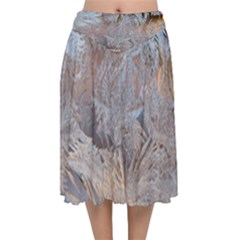 Window Pattern Winter Frost Velvet Flared Midi Skirt by danenraven