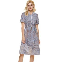 Window Pattern Winter Frost Button Top Knee Length Dress