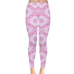 Illustration Background Pink Flower Abstract Pattern Leggings  by danenraven