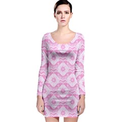 Illustration Background Pink Flower Abstract Pattern Long Sleeve Bodycon Dress by danenraven