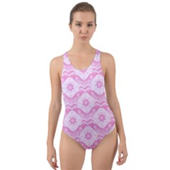 Illustration Background Pink Flower Abstract Pattern Cut-out Back One Piece Swimsuit by danenraven