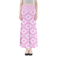 Illustration Background Pink Flower Abstract Pattern Full Length Maxi Skirt by danenraven