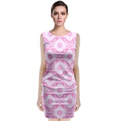 Illustration Background Pink Flower Abstract Pattern Classic Sleeveless Midi Dress by danenraven