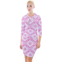 Illustration Background Pink Flower Abstract Pattern Quarter Sleeve Hood Bodycon Dress by danenraven