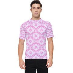 Illustration Background Pink Flower Abstract Pattern Men s Short Sleeve Rash Guard by danenraven