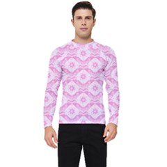 Illustration Background Pink Flower Abstract Pattern Men s Long Sleeve Rash Guard by danenraven