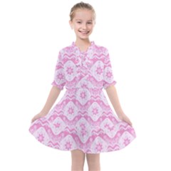 Illustration Background Pink Flower Abstract Pattern Kids  All Frills Chiffon Dress by danenraven