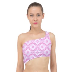 Illustration Background Pink Flower Abstract Pattern Spliced Up Bikini Top  by danenraven