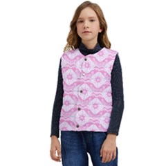 Illustration Background Pink Flower Abstract Pattern Kid s Short Button Up Puffer Vest	 by danenraven