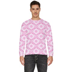 Illustration Background Pink Flower Abstract Pattern Men s Fleece Sweatshirt by danenraven