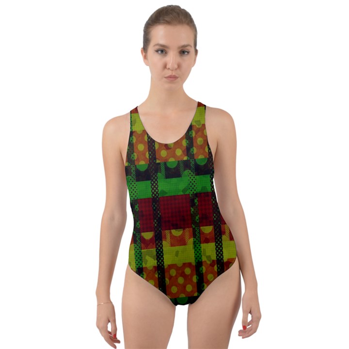 Illustration Background Pattern Texture Design Cut-Out Back One Piece Swimsuit