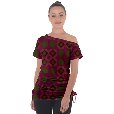 Illustration Background Abstract Pattern Texture Design Off Shoulder Tie-up Tee by danenraven