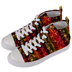 Illustration Background Christma Xmas Star Stars Pattern Wallpaper Women s Mid-top Canvas Sneakers by danenraven