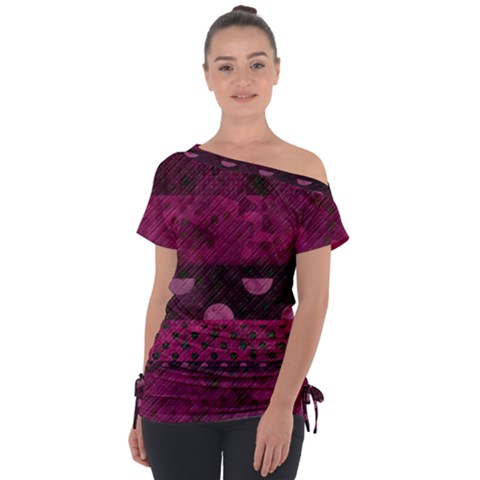 Illustration Background Pattern Texture Design Off Shoulder Tie-up Tee by danenraven