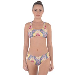 Background Flower Abstract Pattern Criss Cross Bikini Set