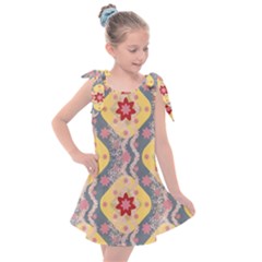 Background Flower Abstract Pattern Kids  Tie Up Tunic Dress