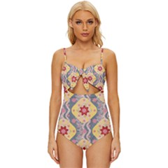 Background Flower Abstract Pattern Knot Front One-piece Swimsuit by danenraven