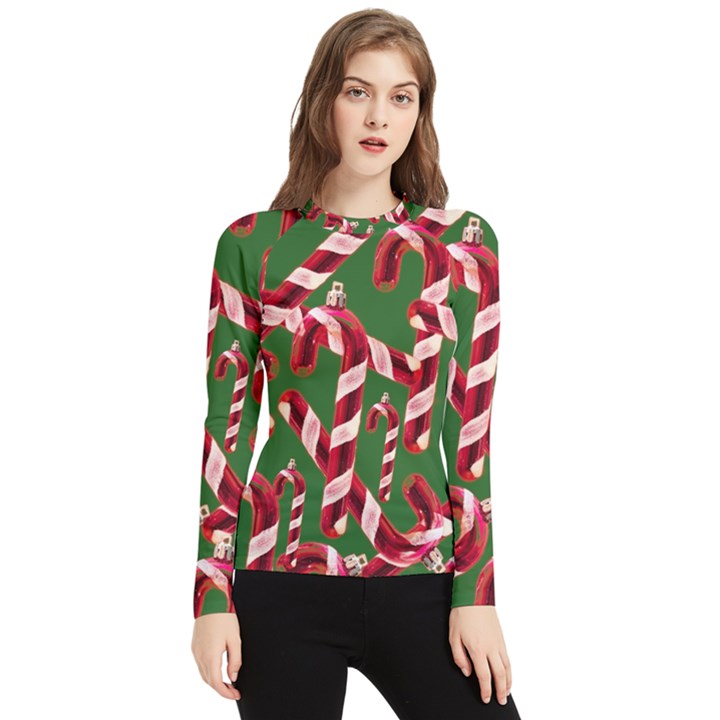 Christmas Wrapping Paper Abstract Women s Long Sleeve Rash Guard