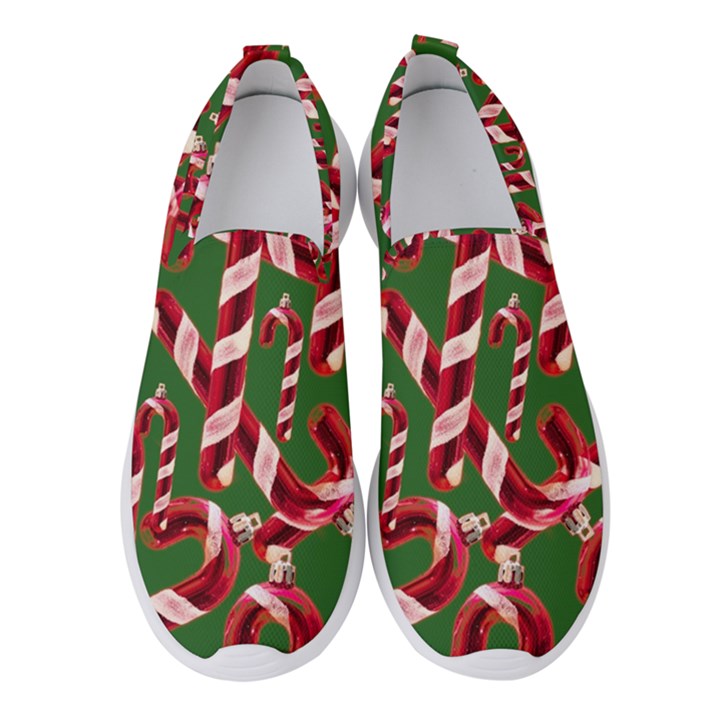 Christmas Wrapping Paper Abstract Women s Slip On Sneakers