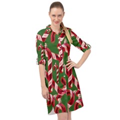 Christmas Wrapping Paper Abstract Long Sleeve Mini Shirt Dress by danenraven