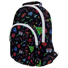 Happy New Year Christmas Xmast Background Rounded Multi Pocket Backpack by danenraven