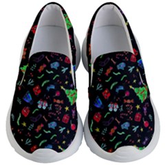 Happy New Year Christmas Xmast Background Kids Lightweight Slip Ons by danenraven