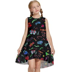 Happy New Year Christmas Xmast Background Kids  Frill Swing Dress by danenraven