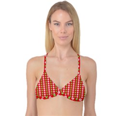 Illustration Festive Pattern Christmas Holiday Reversible Tri Bikini Top by danenraven