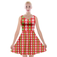 Illustration Festive Pattern Christmas Holiday Velvet Skater Dress by danenraven