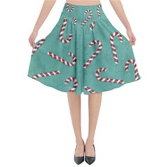 Christmas Candy Cane Background Flared Midi Skirt by danenraven