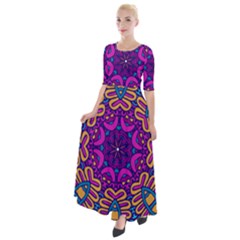 Mandala Fishes Half Sleeves Maxi Dress