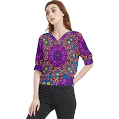 Mandala Fishes Quarter Sleeve Blouse