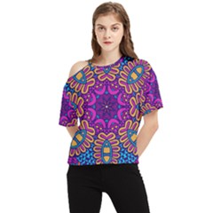 Mandala Fishes One Shoulder Cut Out Tee