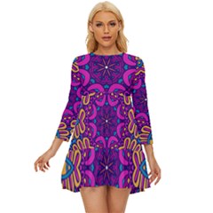 Mandala Fishes Long Sleeve Babydoll Dress