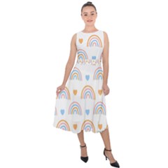 Rainbow Pattern Midi Tie-back Chiffon Dress by ConteMonfrey