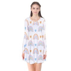 Rainbow Pattern Long Sleeve V-neck Flare Dress by ConteMonfrey