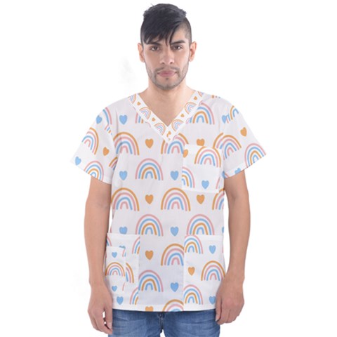 Rainbow Pattern Men s V-neck Scrub Top by ConteMonfrey