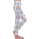 Rainbow Pattern Kids  Lightweight Velour Leggings View3