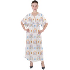 Rainbow Pattern V-neck Boho Style Maxi Dress by ConteMonfrey