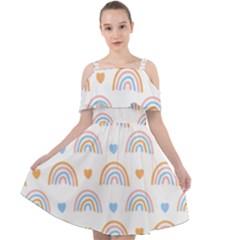 Rainbow Pattern Cut Out Shoulders Chiffon Dress by ConteMonfrey