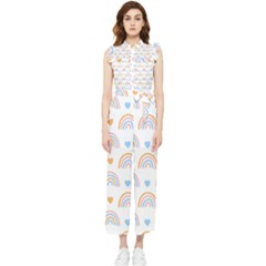 Rainbow Pattern Women s Frill Top Chiffon Jumpsuit by ConteMonfrey