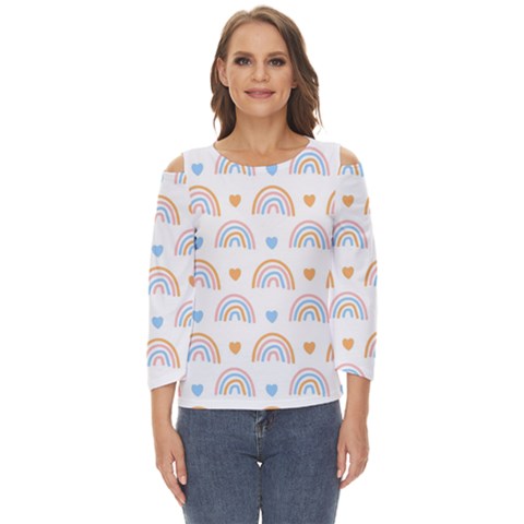 Rainbow Pattern Cut Out Wide Sleeve Top by ConteMonfrey