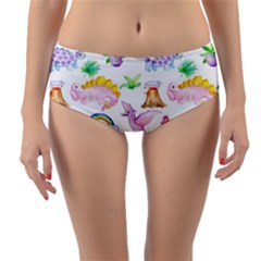 Dinosaurs Are Our Friends  Reversible Mid-waist Bikini Bottoms by ConteMonfrey