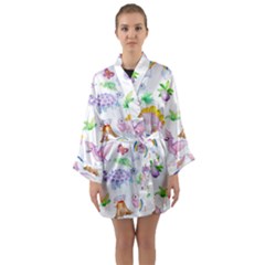 Dinosaurs Are Our Friends  Long Sleeve Satin Kimono by ConteMonfrey