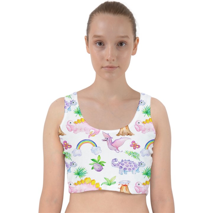 Dinosaurs Are Our Friends  Velvet Racer Back Crop Top