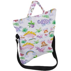 Dinosaurs Are Our Friends  Fold Over Handle Tote Bag by ConteMonfrey