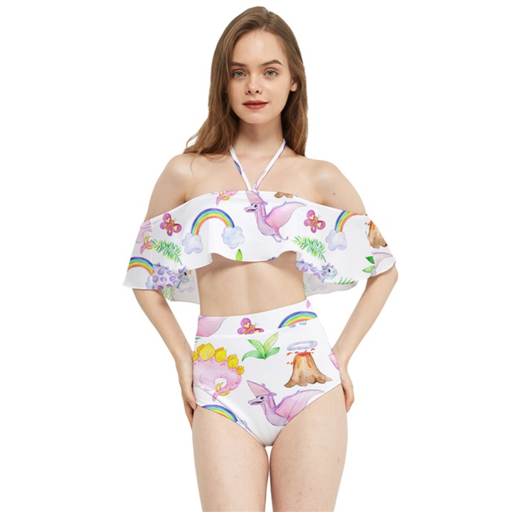 Dinosaurs Are Our Friends  Halter Flowy Bikini Set 