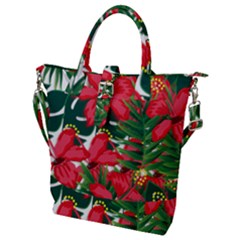 Tulips Design Buckle Top Tote Bag by designsbymallika